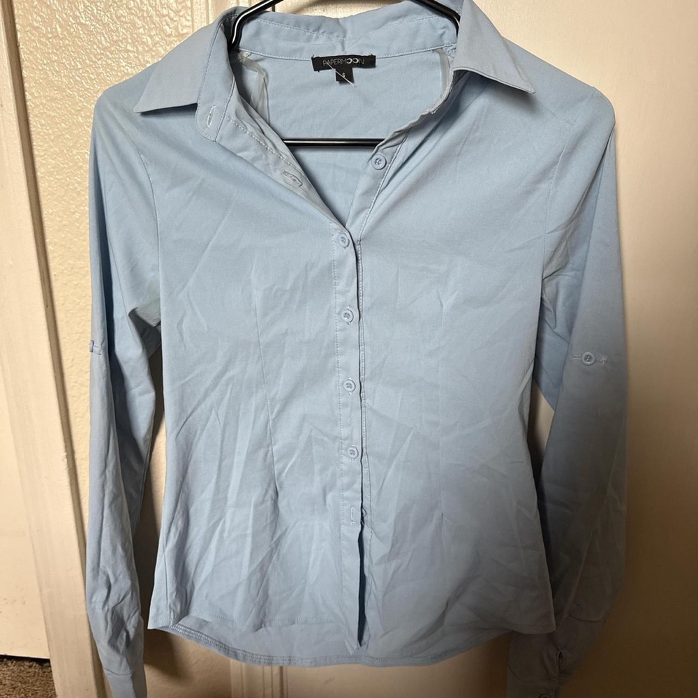 Express Sky Blue Long Sleeve Shirt